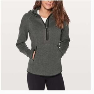 Lululemon Fleece & Thank You Heathered Black Gray Pullover Jacket Hoodie 8